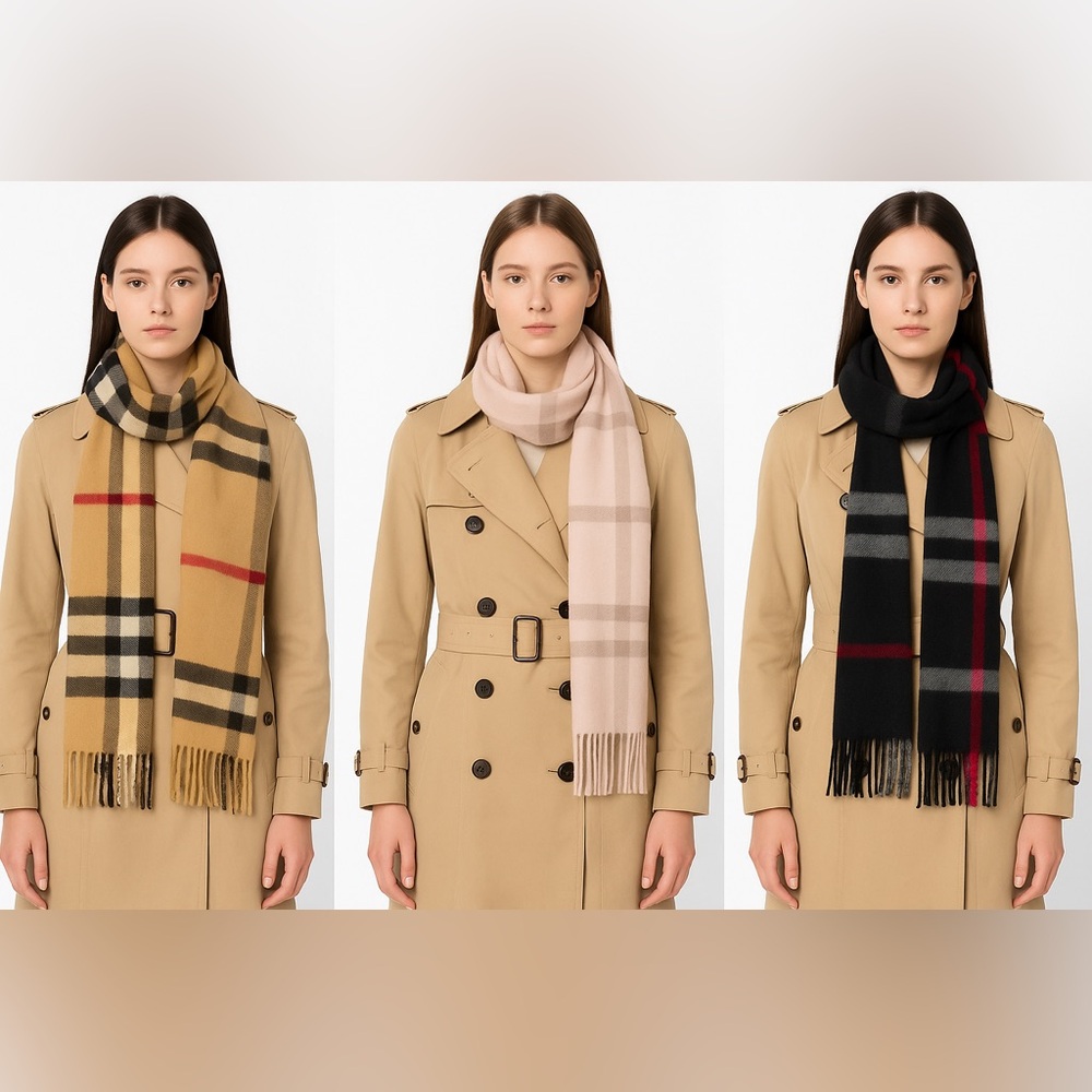 Designer Inspired Nova Check 100% Cashmere Scarf NWT- Multiple Colors